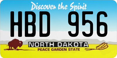 ND license plate HBD956