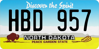 ND license plate HBD957