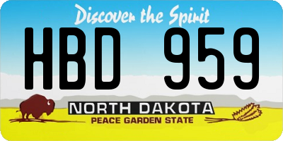 ND license plate HBD959