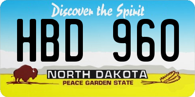 ND license plate HBD960