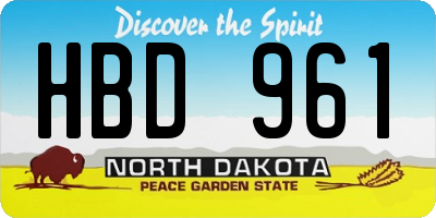 ND license plate HBD961