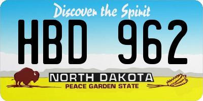 ND license plate HBD962