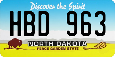 ND license plate HBD963