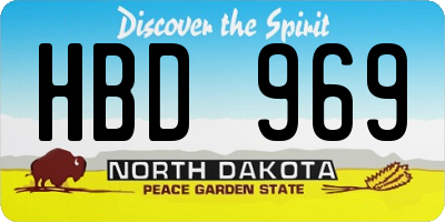 ND license plate HBD969