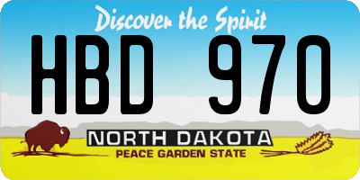 ND license plate HBD970