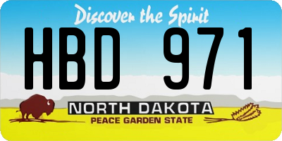 ND license plate HBD971