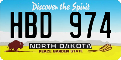 ND license plate HBD974