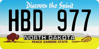 ND license plate HBD977