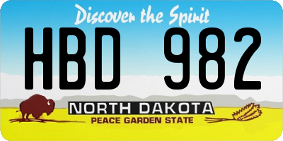 ND license plate HBD982