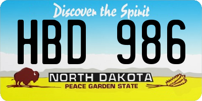 ND license plate HBD986