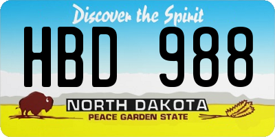 ND license plate HBD988