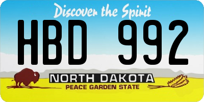 ND license plate HBD992