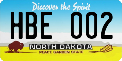 ND license plate HBE002