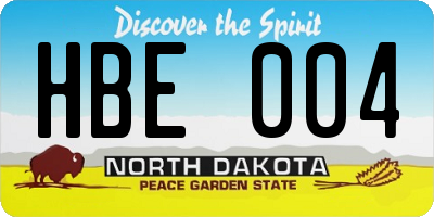 ND license plate HBE004