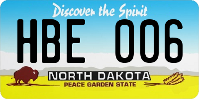 ND license plate HBE006