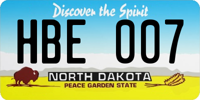 ND license plate HBE007