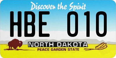 ND license plate HBE010
