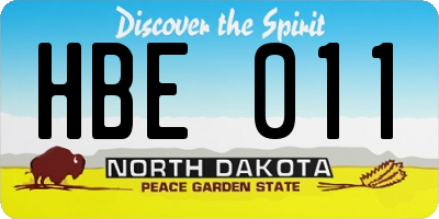 ND license plate HBE011