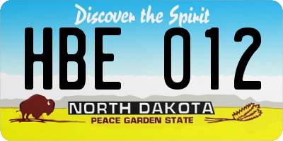 ND license plate HBE012