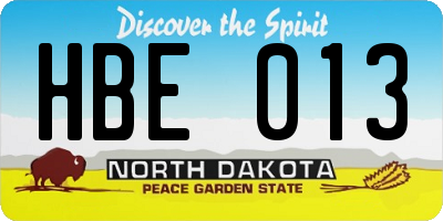 ND license plate HBE013