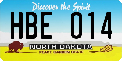 ND license plate HBE014