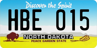 ND license plate HBE015