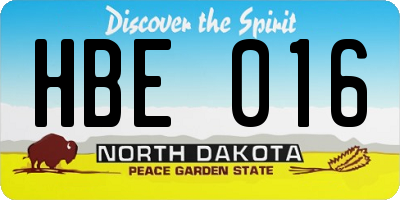 ND license plate HBE016