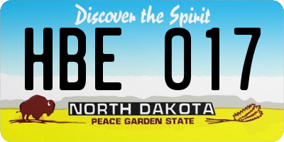 ND license plate HBE017