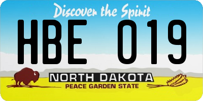 ND license plate HBE019