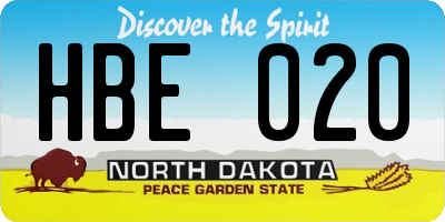 ND license plate HBE020