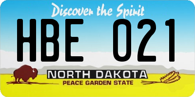 ND license plate HBE021