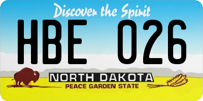 ND license plate HBE026