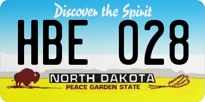 ND license plate HBE028