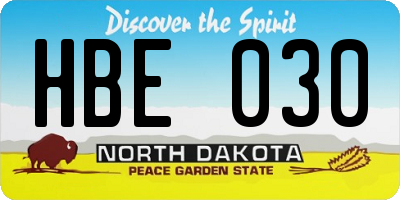 ND license plate HBE030