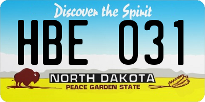 ND license plate HBE031