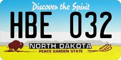 ND license plate HBE032