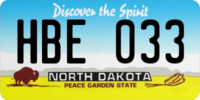 ND license plate HBE033