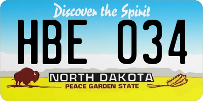 ND license plate HBE034