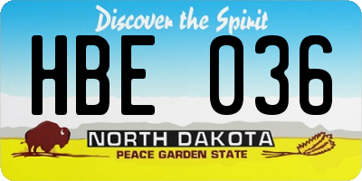 ND license plate HBE036