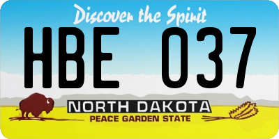 ND license plate HBE037