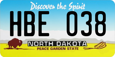 ND license plate HBE038