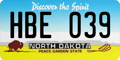 ND license plate HBE039