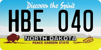 ND license plate HBE040