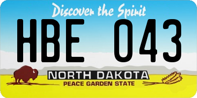 ND license plate HBE043