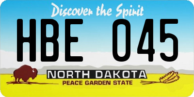 ND license plate HBE045