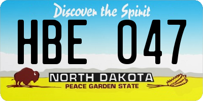ND license plate HBE047