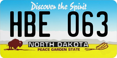 ND license plate HBE063