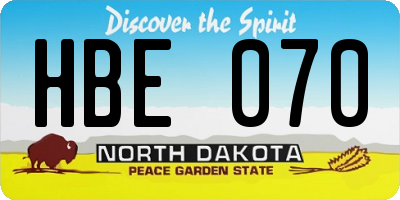 ND license plate HBE070