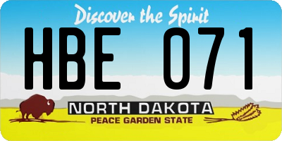 ND license plate HBE071