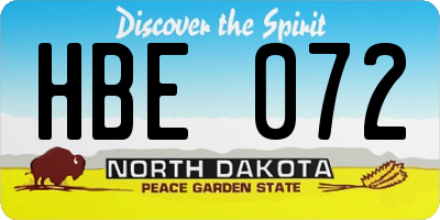 ND license plate HBE072